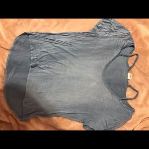 Tillys Short Sleeve Blue Cut Out Neck Top